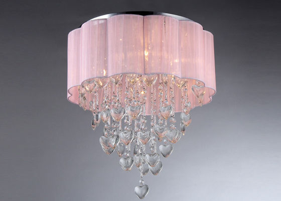 Cristallo in forma di cuore della lampada moderna rosa del soffitto per la camera da letto
