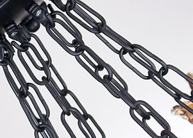 Candeliere decorativo domestico leggero del ferro battuto del nero 8 con tonalità di vetro ambrata