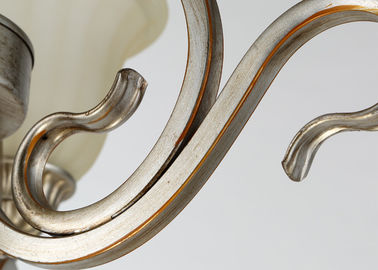 Metallo oro/dell'argento e candeliere d'annata del ferro battuto di vetro con le tonalità, 6 600W leggeri E27