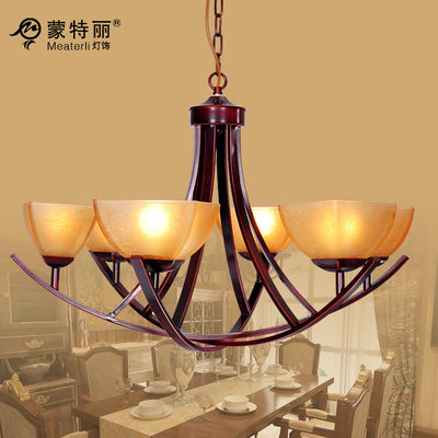 Candeliere classico del ferro battuto della lampada di pendente dell'hotel 6-Light con la lampada di pulitura del Bordeaux