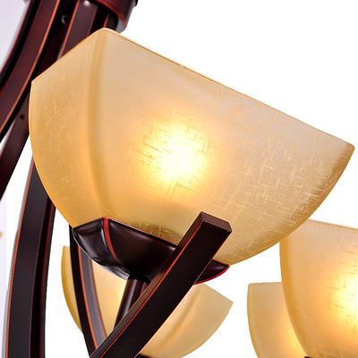 Candeliere classico del ferro battuto della lampada di pendente dell'hotel 6-Light con la lampada di pulitura del Bordeaux