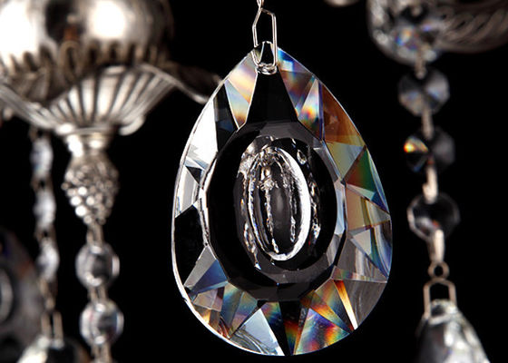 Retro luce a cristallo europea nera del candeliere 6, candelieri di vetro tradizionali antichi