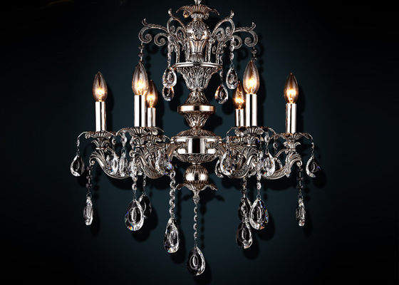 Retro luce a cristallo europea nera del candeliere 6, candelieri di vetro tradizionali antichi