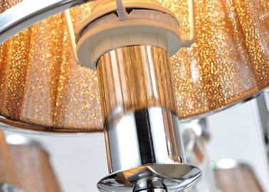 Il candeliere a cristallo di lusso 8 dell'ombra del tessuto del caffè si accende per l'hotel/villa/la sala da pranzo