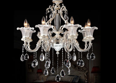 Luce leggera del pendente dello zinco dell'argento della perla 8, candeliere moderno di cristallo di stile europeo lussuoso