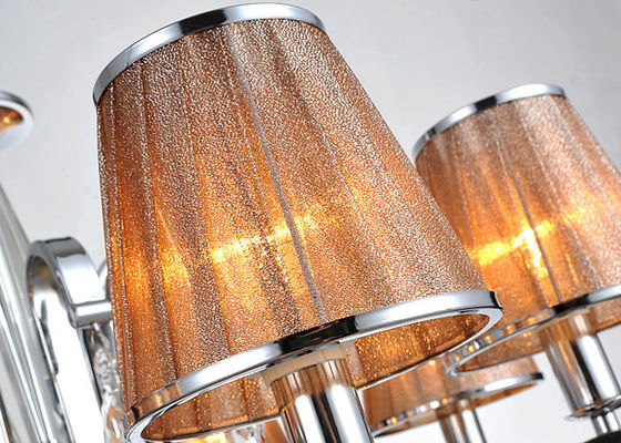 Cromi una luce contemporanea di lusso dell'interno leggera/lampada di 5 candelieri con l'ombra del tessuto