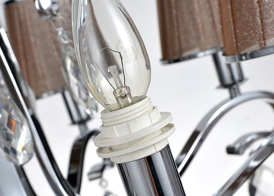 Cromi una luce contemporanea di lusso dell'interno leggera/lampada di 5 candelieri con l'ombra del tessuto