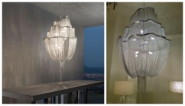 Illuminazione a catena del candeliere dei candelieri contemporanei d'argento dell'hotel