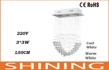 Luce di cristallo del pendente della sala da pranzo, 3pcs * il candeliere 3W si accende