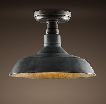 Lampada di alluminio d'annata del soffitto delle plafoniere E27 del sottotetto domestico nero