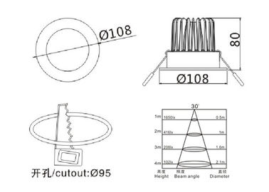1320Lm 12 watt Downlights di alluminio/Downlights messo principale residenziale